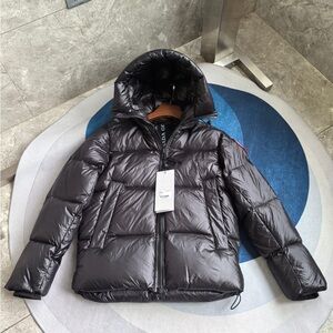 Canada Goose Shiny Black Hooded Puffer Jacket